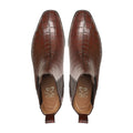 Bardan - Men's Brown Crocodile Printed Calf Leather Chelsea Boot