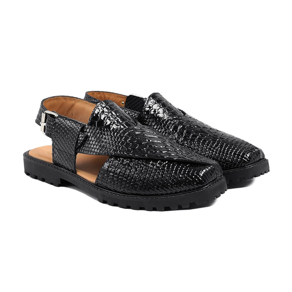 Winward - Men's Black Patent Leather Sandal