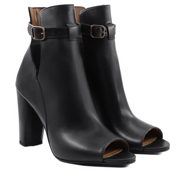 Lakem - Ladies Black Calf Leather Heels