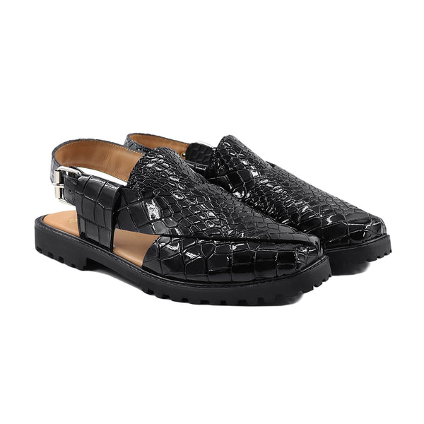 Joiner - Men's Black Patent Leather Sandal