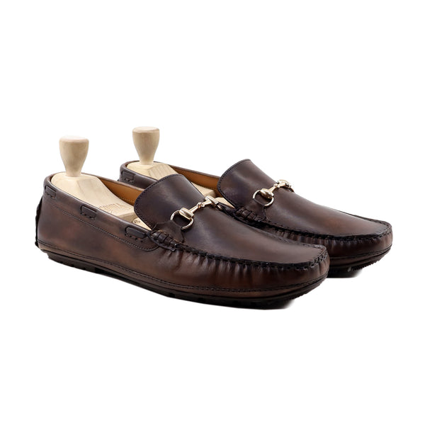 Trista - Men's  Brown Patina Calf Leather Driver Shoe