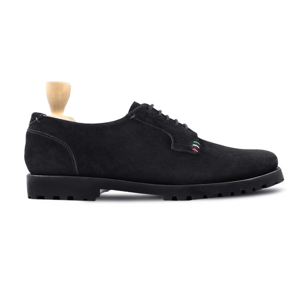 Valery - Men's Black Kid Suede Derby Shoe