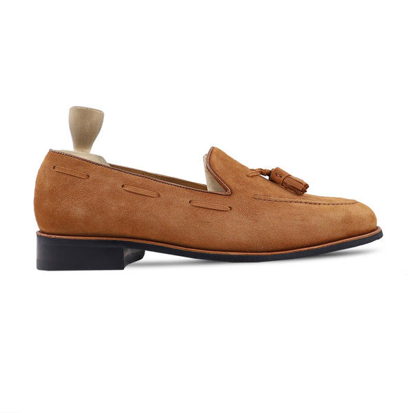 Morbida - Men's Orange Tan Kid Suede Loafer