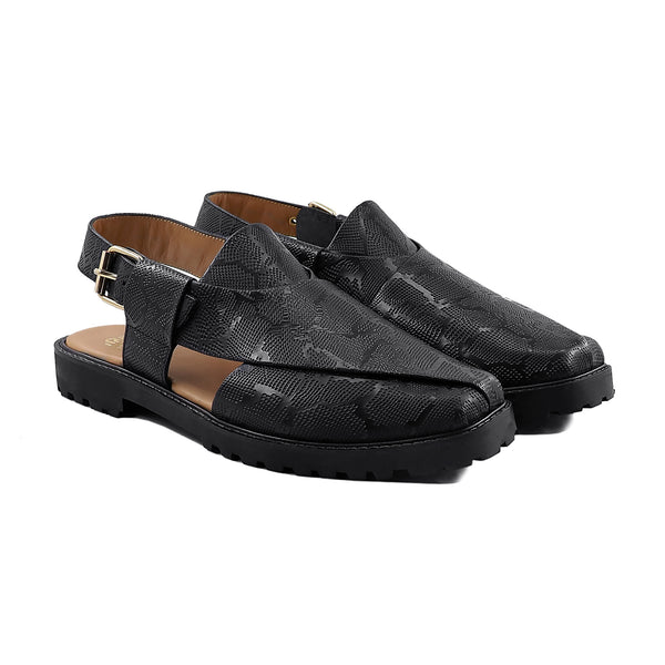 Canan - Men's Black Calf Leather Sandal