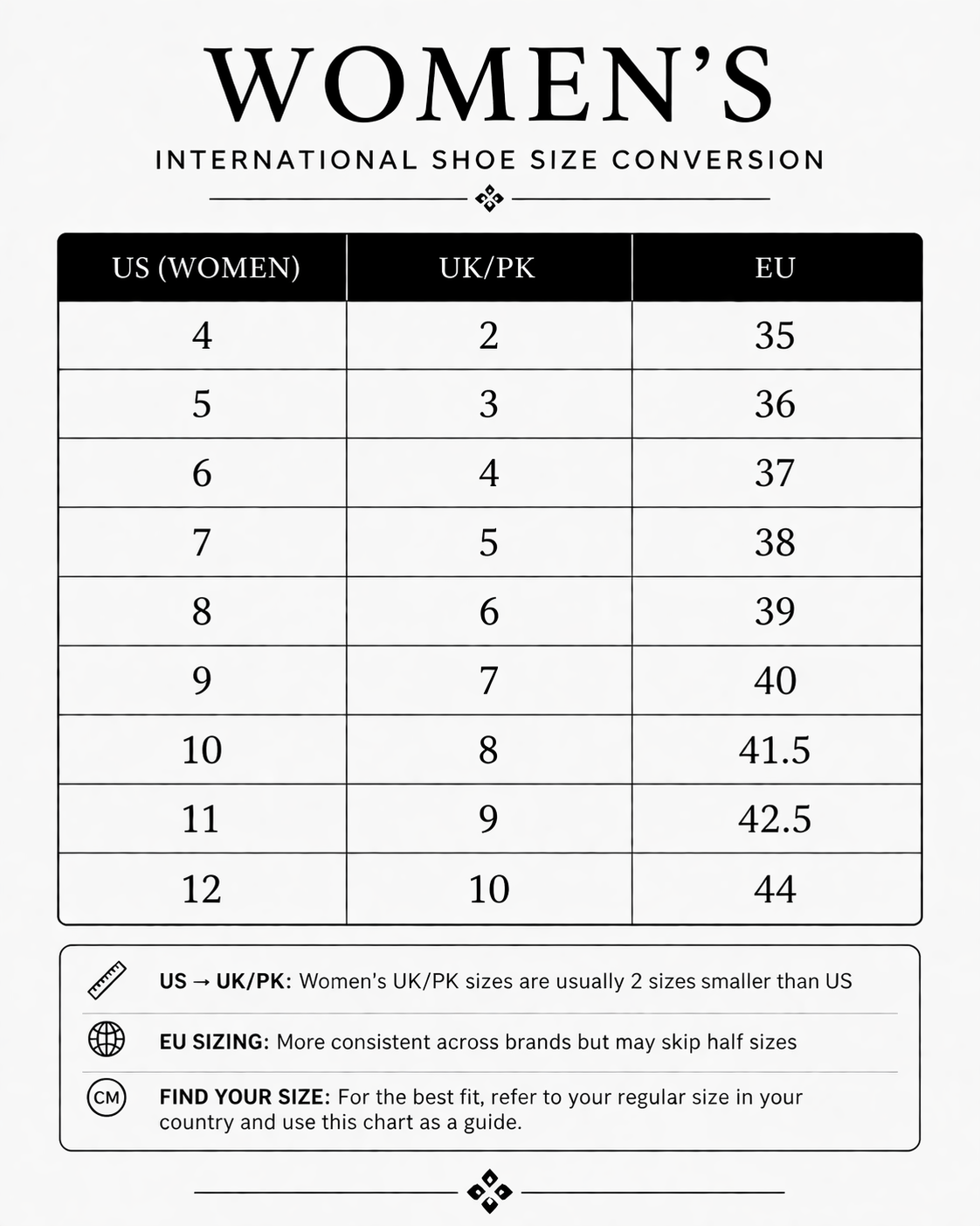 Women Size Chart