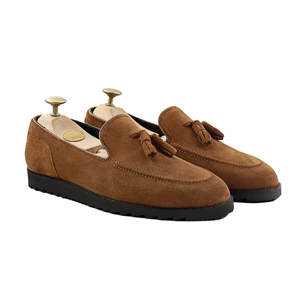 Evelin - Men's Cognac Kid Suede Loafer