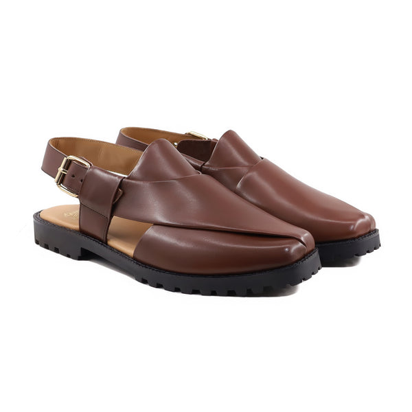 Newsy - Men's Reddish Brown Calf Leather Sandal