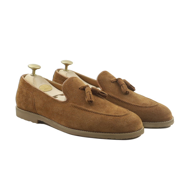 Palmer - Men's Cognac Kid Suede Loafer