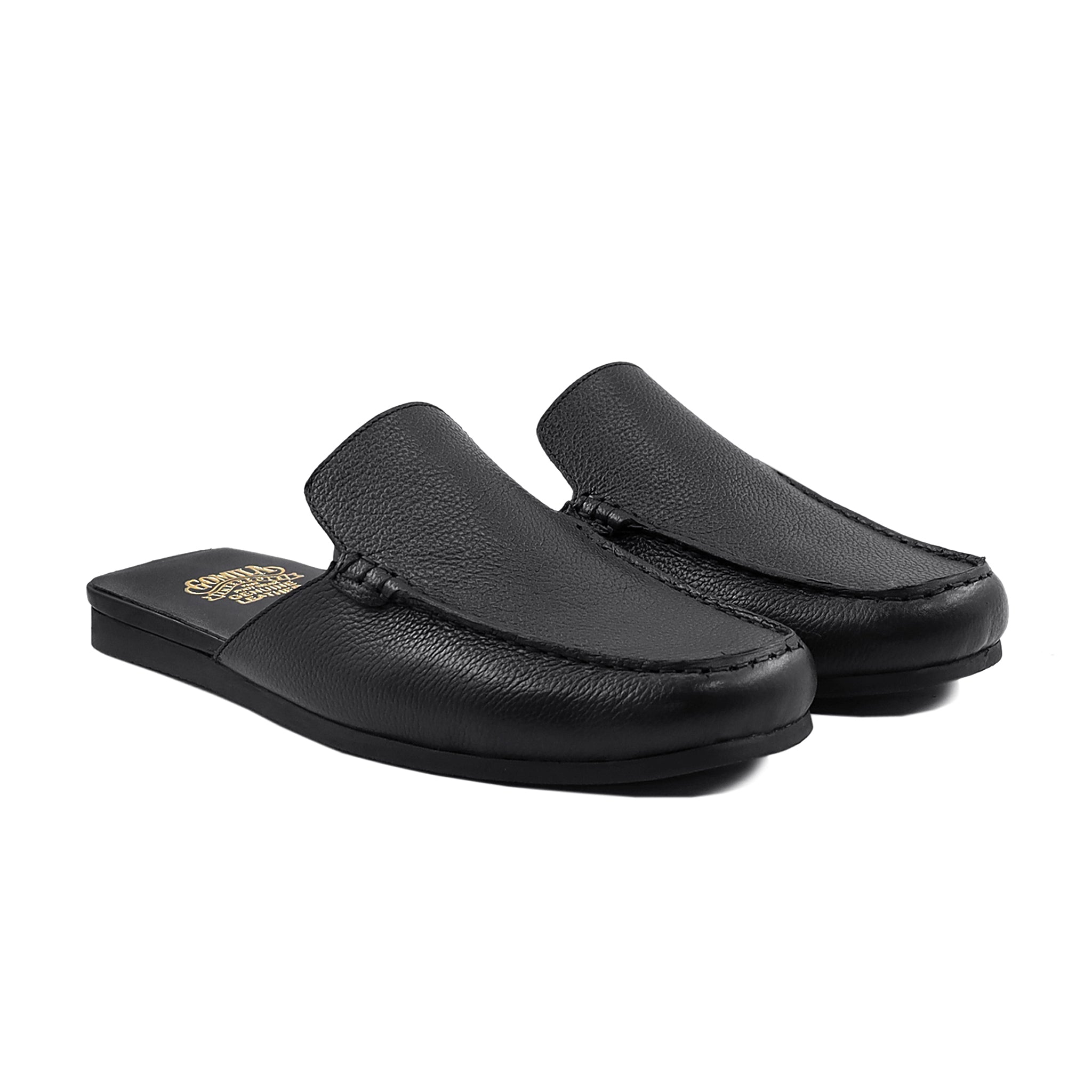 Tweak - Men's Black Pebble Grain Leather Slipper