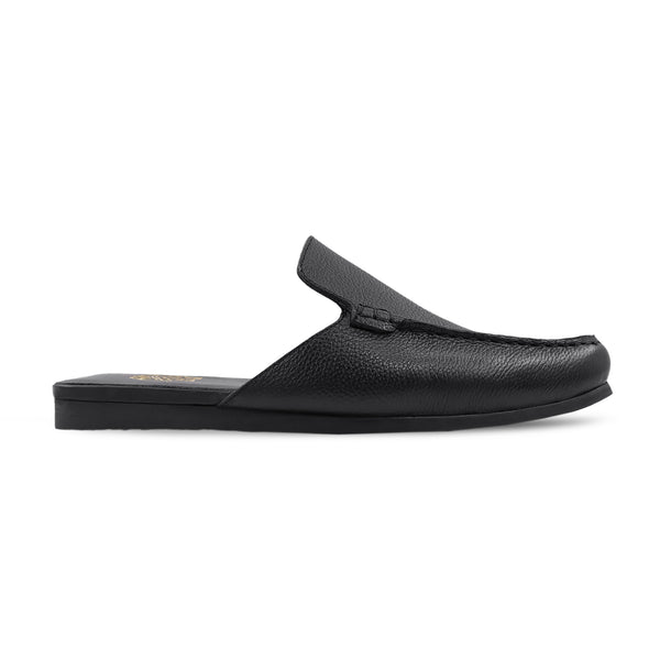 Tweak - Men's Black Pebble Grain Leather Slipper