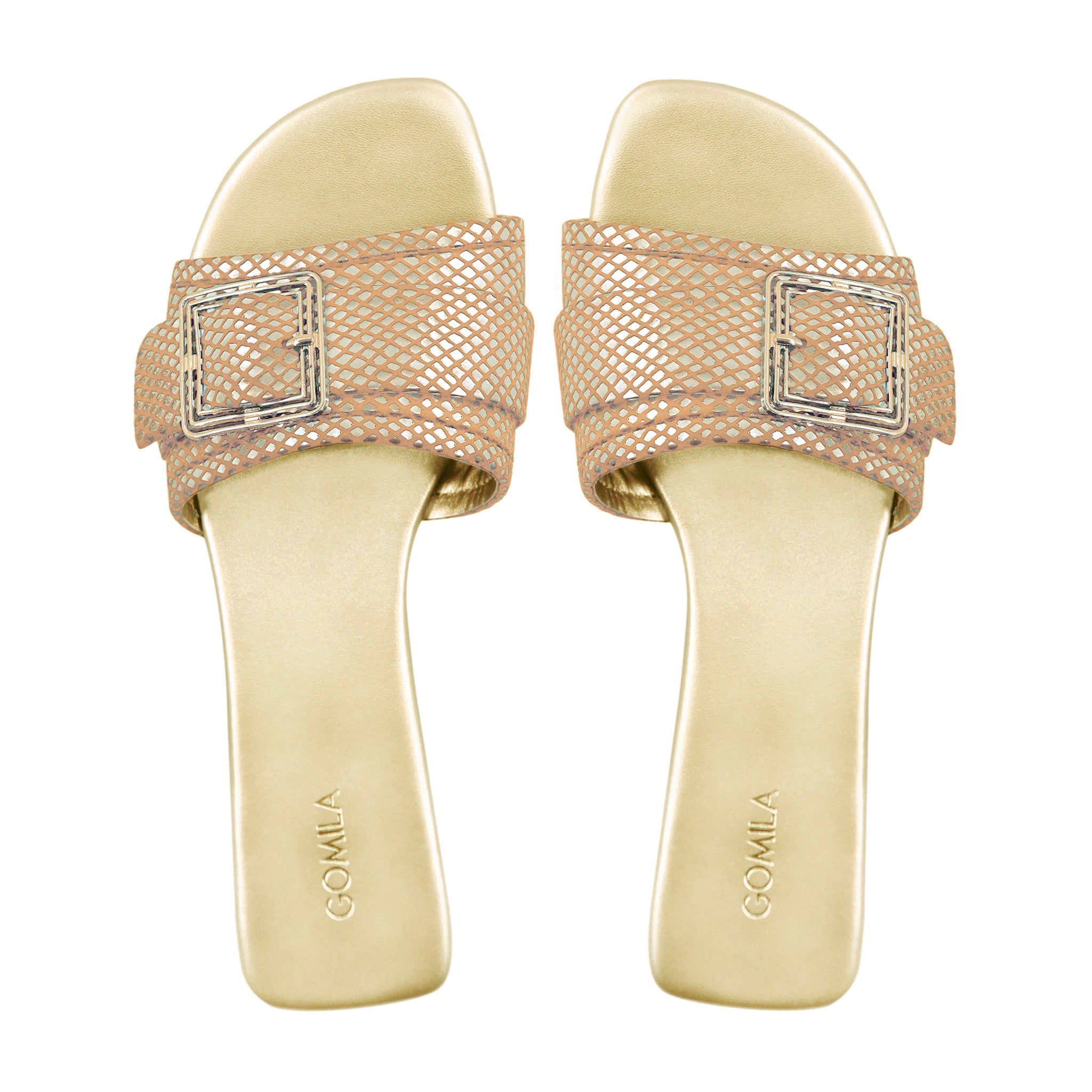 Gabriella - Women's Baby Pink and Golden Slipper