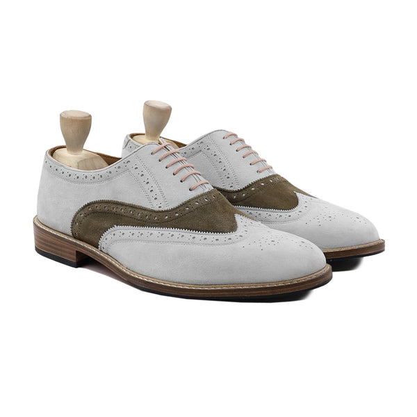 Anson - Men's White and Brown Kid Suede Oxford Shoe