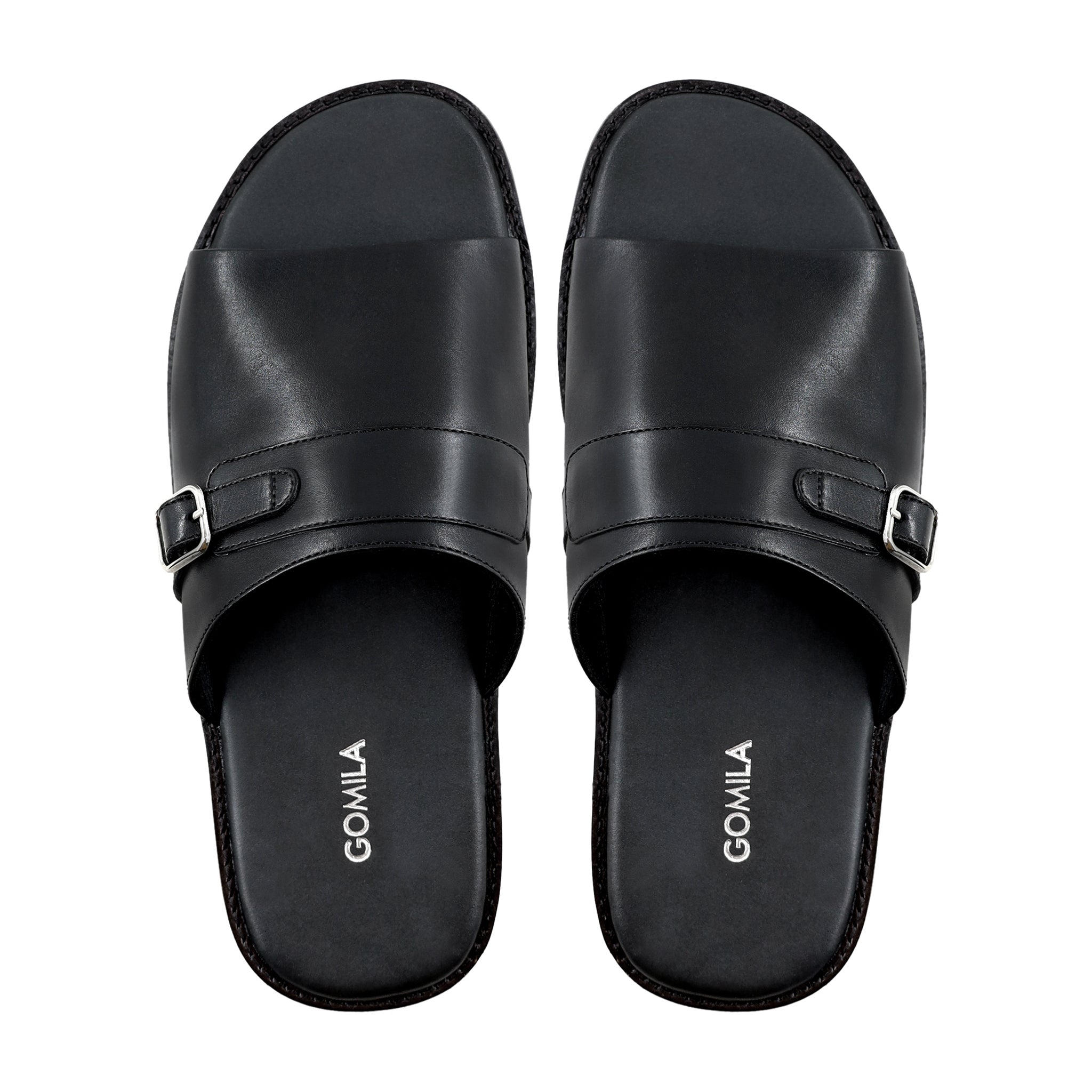 Leronim - Men's Black Calf Leather Slipper