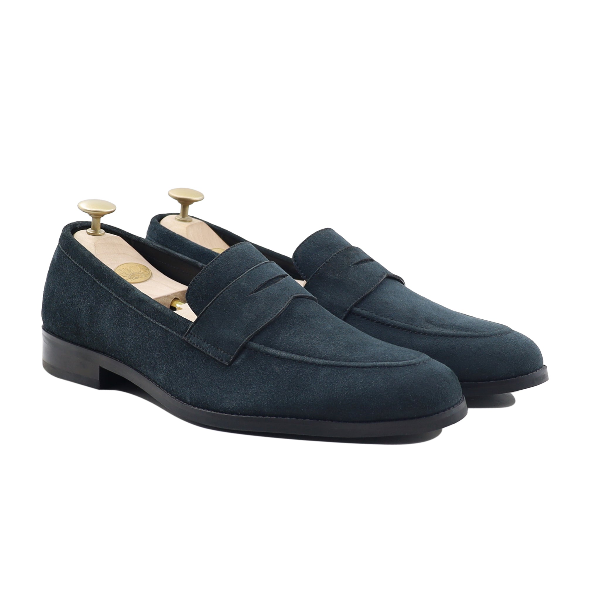 Singerei - Men's Navy Blue Kid Suede Loafer