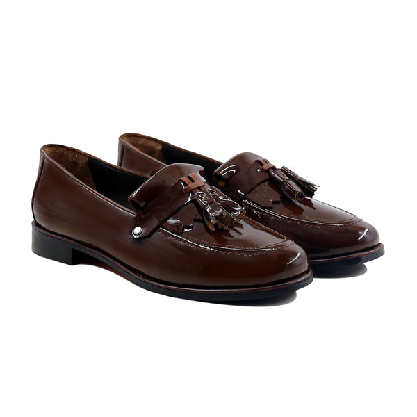 Morgan - Ladies Dark Brown Patent Leather Loafer