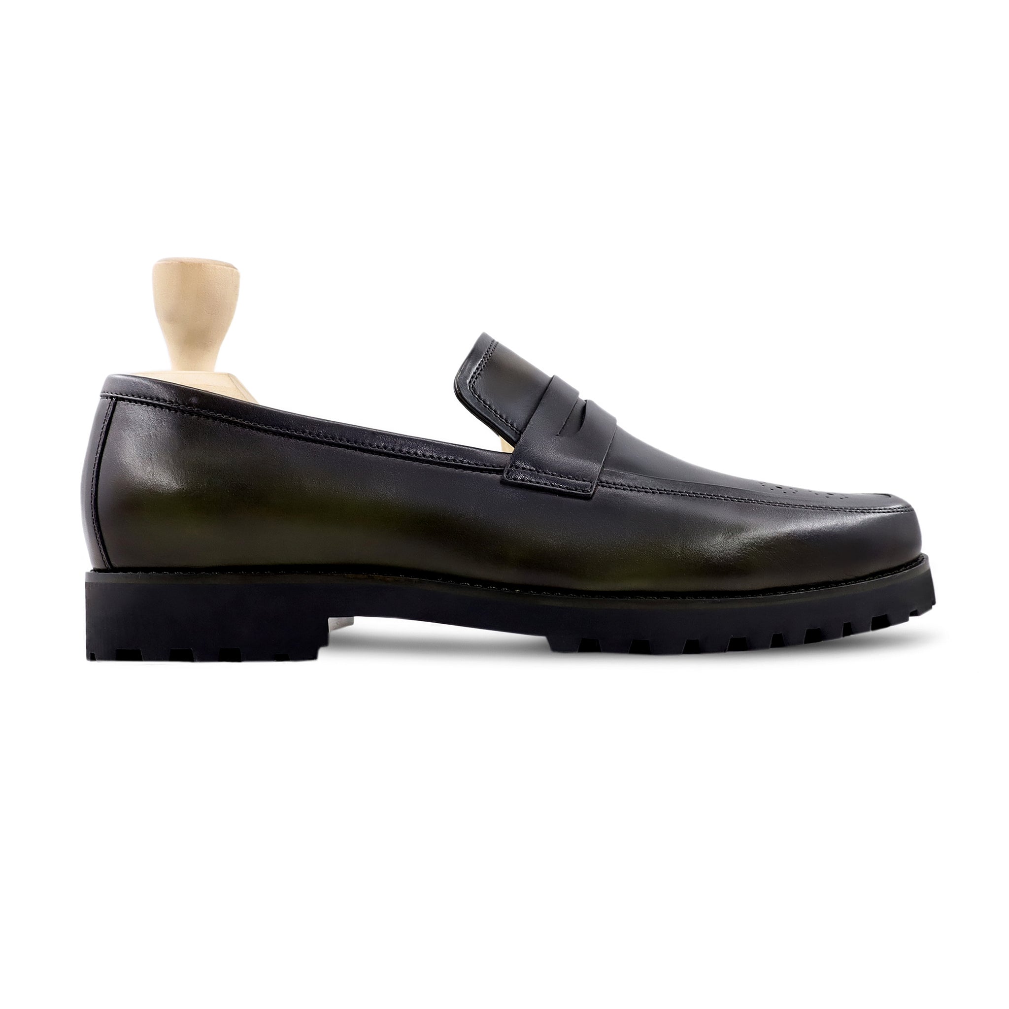 Jakarta - Men's Burnished Olive Green Calf Leather Loafer