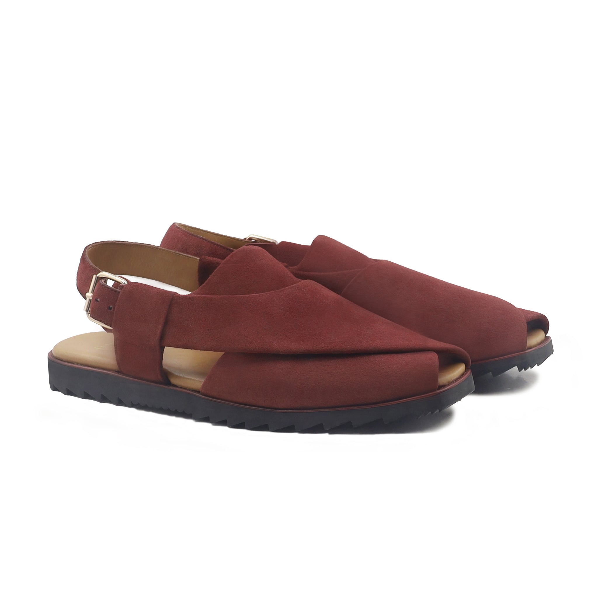 Kantana - Men's Oxblood Kid Suede Sandal