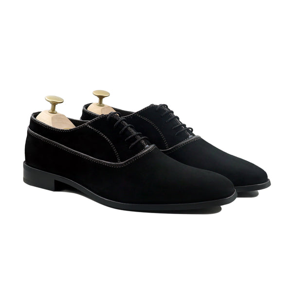 kayokan - Men's Black Kid Suede Oxford Shoe