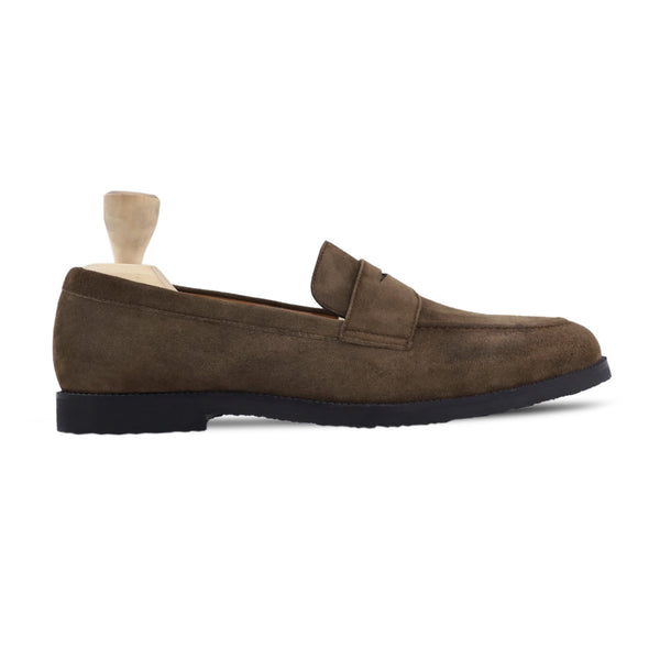 Zenim - Men's Dark Brown Kid Suede Loafer