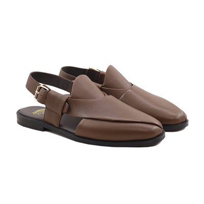 Riot - Men's Brown Pebble Grain Leather Sandal