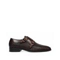 Leona - Men's Dark Brown Hand Woven Calf Leather Double Monkstrap