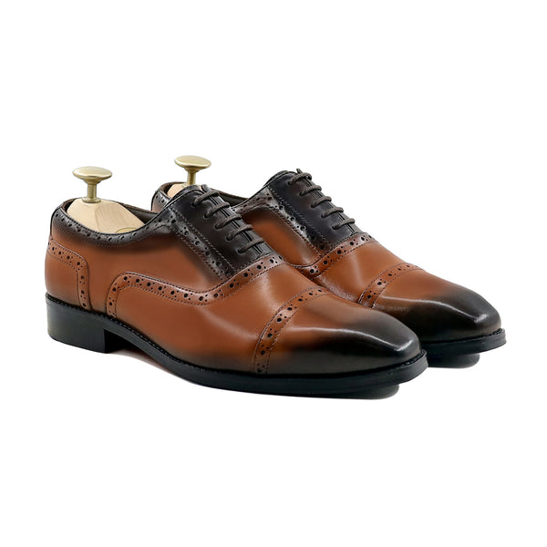 Luka - Men's Burnished Tan Calf Leather Oxford Shoe