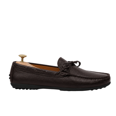 Solex - Men's Dark Brown Pebble Grain Leather Driver Shoe