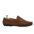 luis - Men's Brown Pebble Grain Leather Driver Shoe