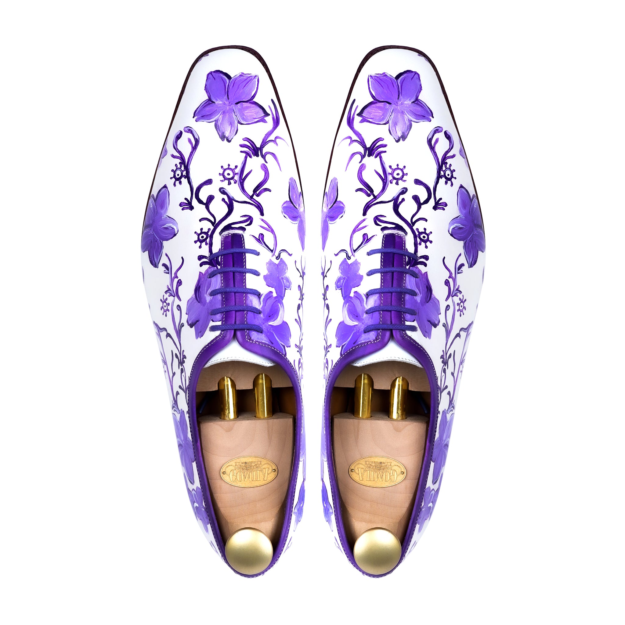Madrid - Men's White Hand Painted Wholecut