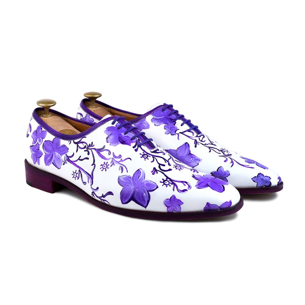 Madrid - Men's White Hand Painted Wholecut