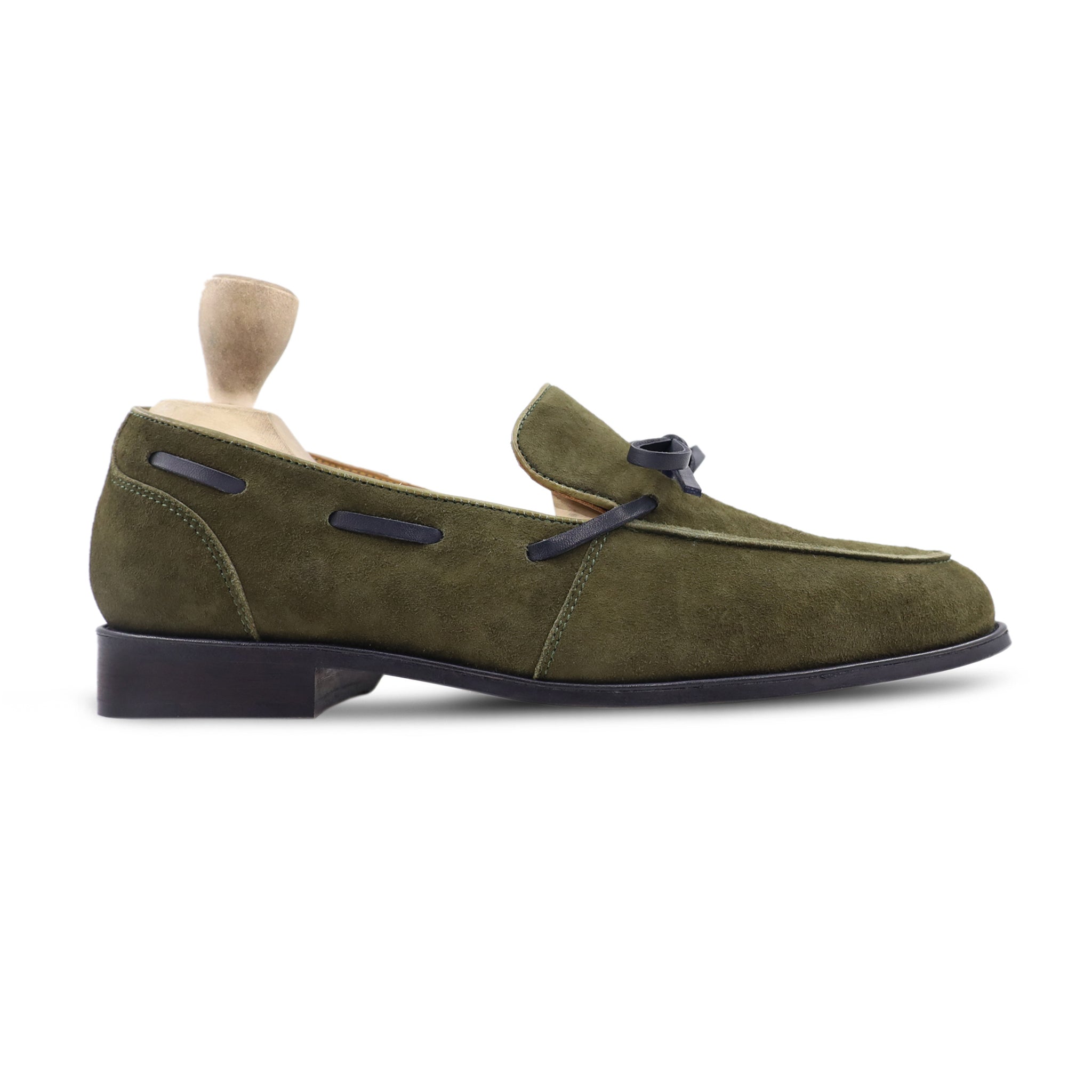 Nobde - Men's Olive Green Kid Suede Loafer