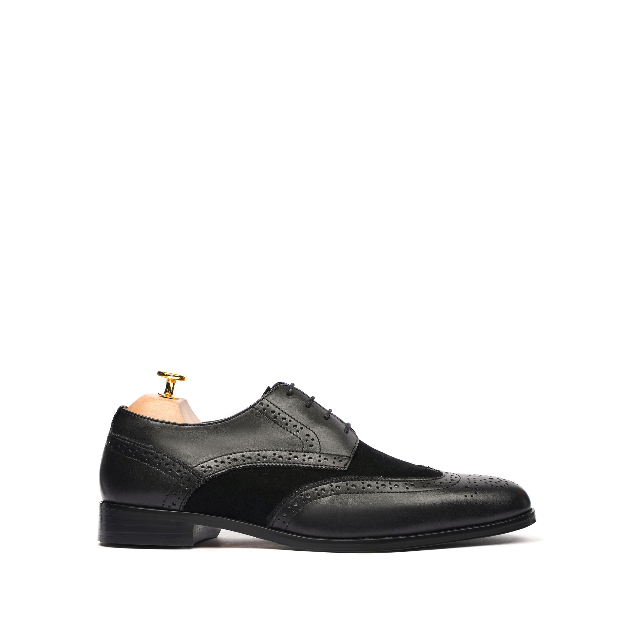 Manchester - Men's Black Calf and Kid Suede Derby Shoe