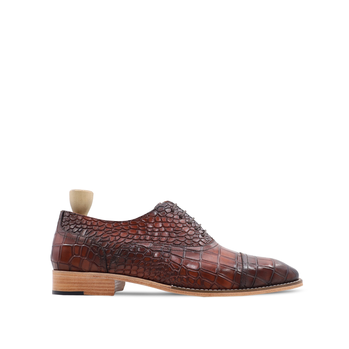 Marini - Men's Dark Brown and Caramel Burnished Patina Calf Leather Oxford Shoe