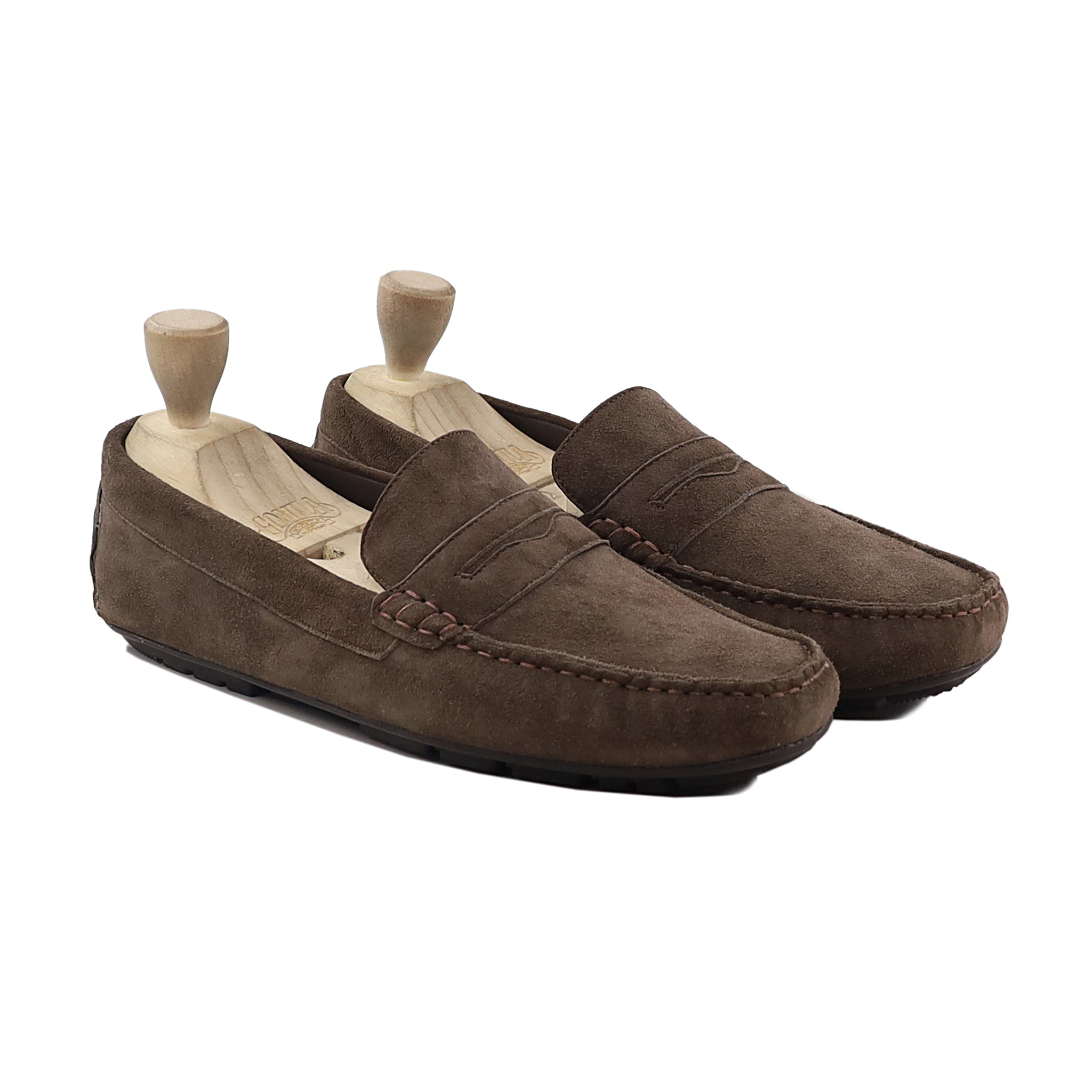 Chofu - Men's Brown Kid Suede Driver Shoe