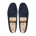 Ginjiro - Men's Dark Blue Kid Suede Driver Shoe