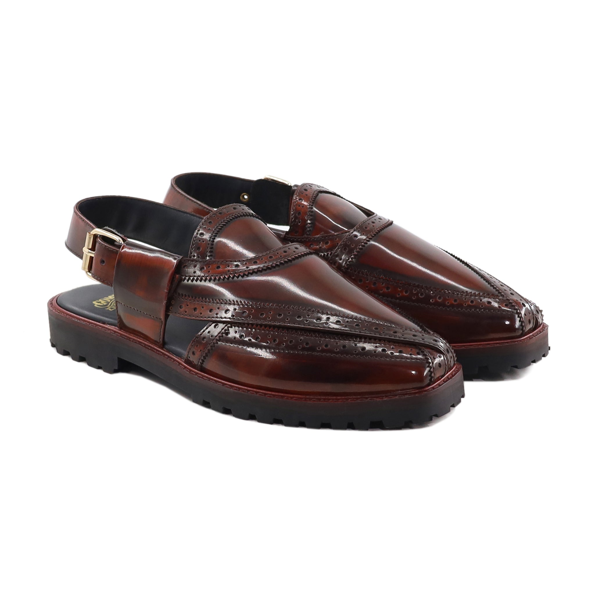 Hosei - Men's Oxblood Box Leather High Shine Sandal