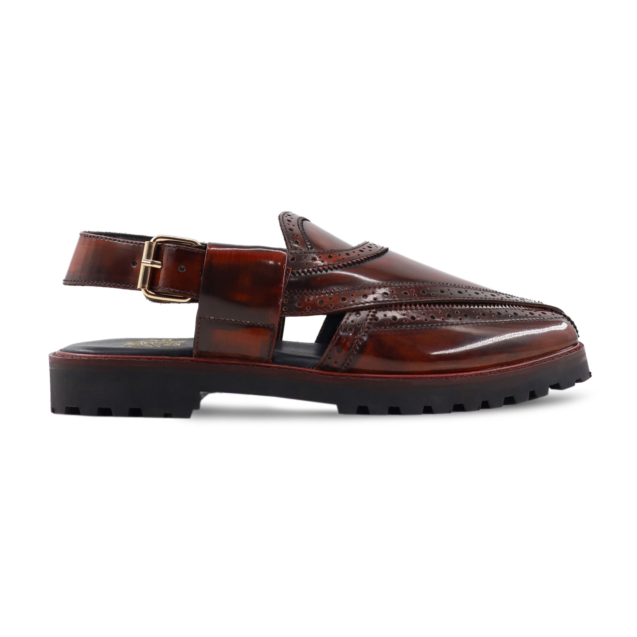 Hosei - Men's Oxblood Box Leather High Shine Sandal