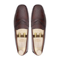 Opal - Men's Dark Brown Calf and Hand Woven Calf Leather Driver Shoe