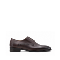 Ormoz - Men's Burnished Dark Brown Calf Leather Derby Shoe