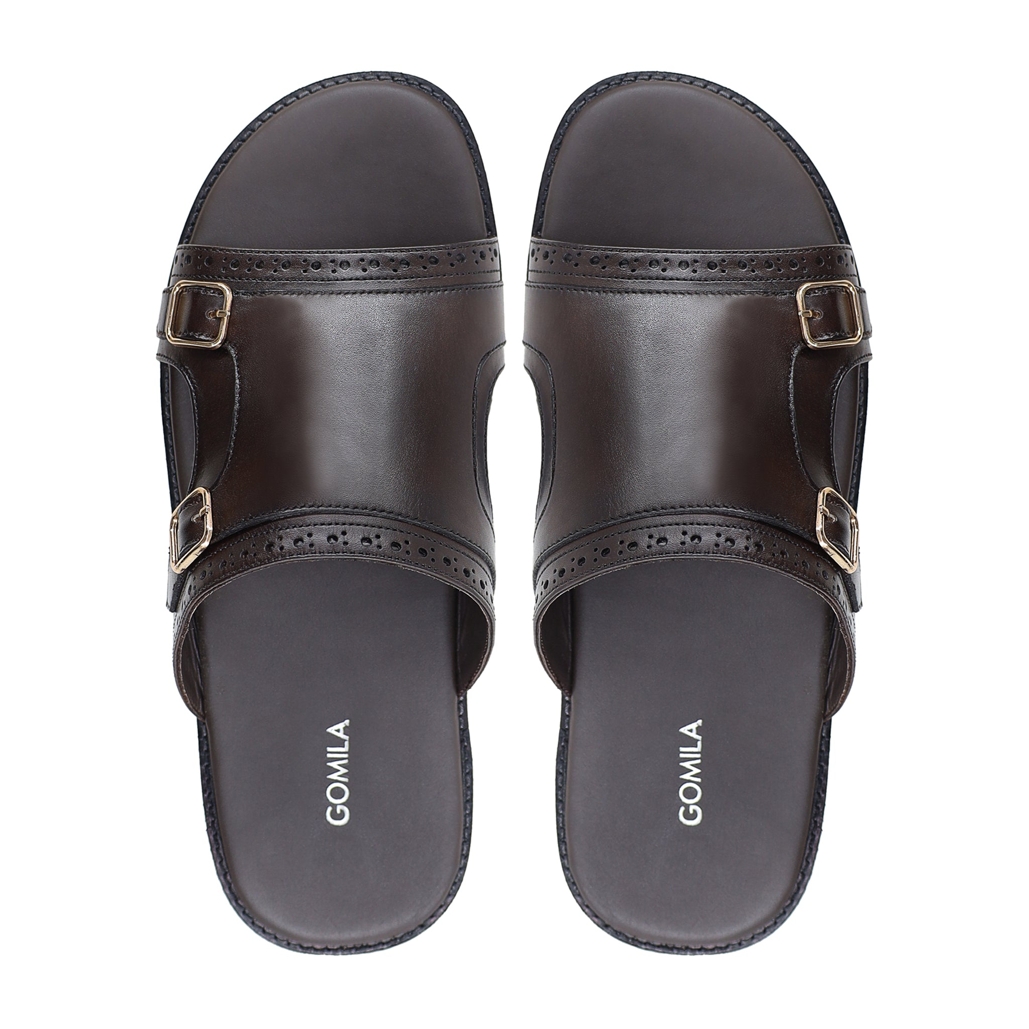 Ozzy - Men's Dark Brown Calf Leather Slipper