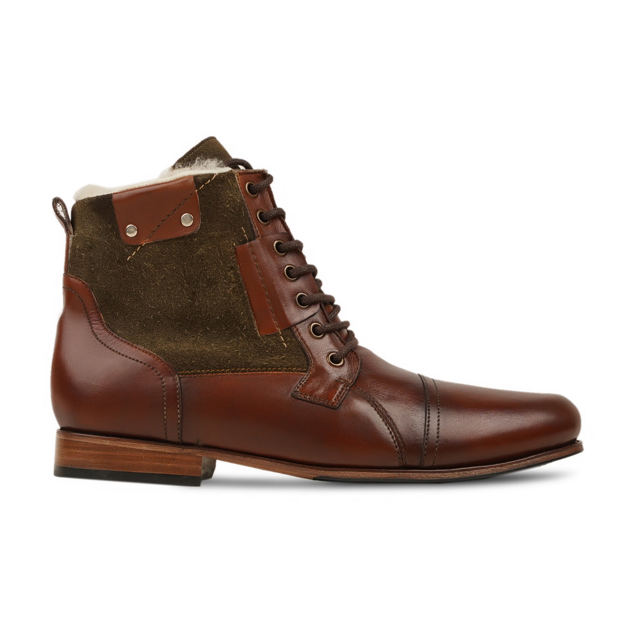 Samothrace - Men's Brown Calf Leather and Brown Kid Suede Boot