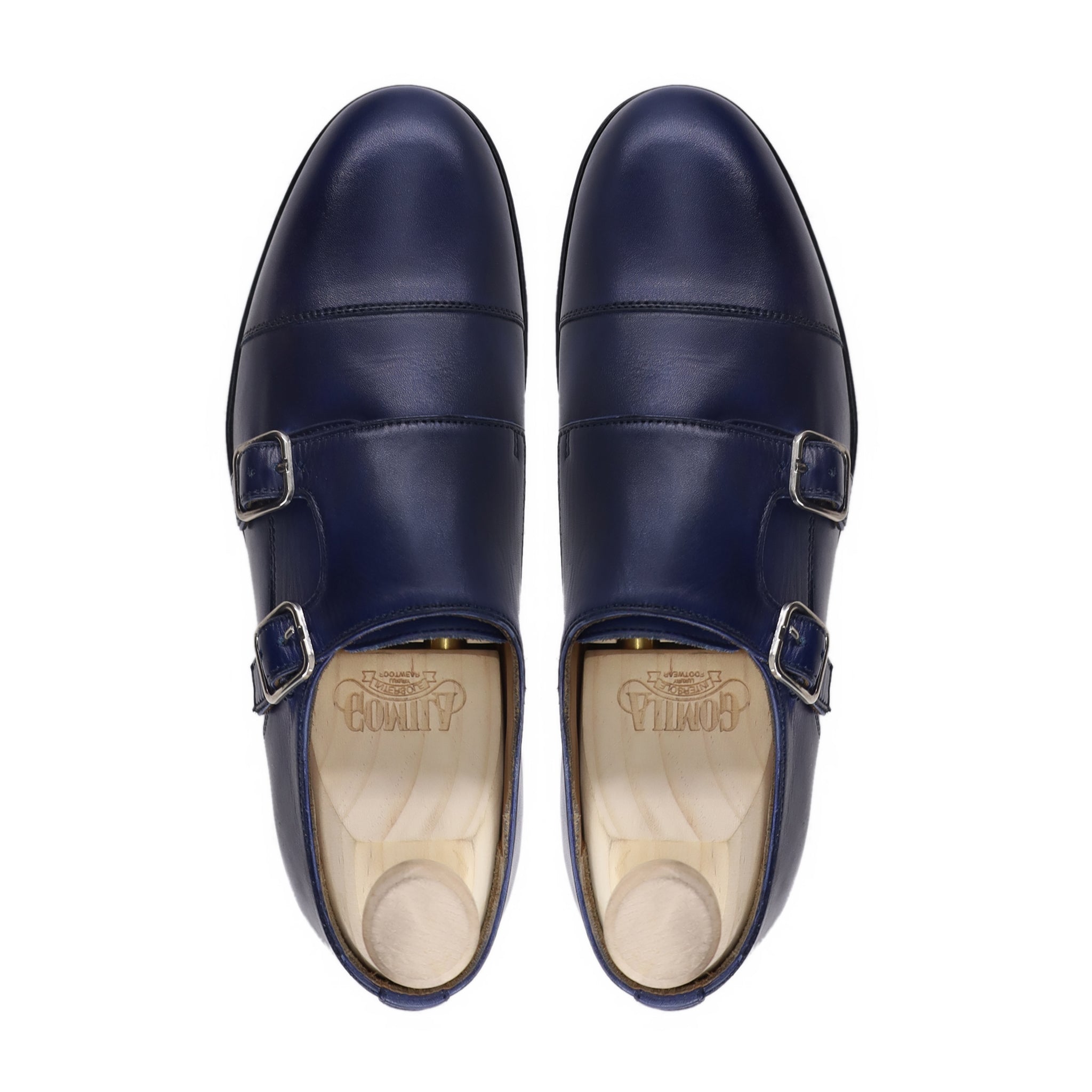 Adria - Men's Dark Blue Calf Leather Double Monkstrap