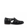 Pedri - Men's Black Pebble Grain Leather Sandal