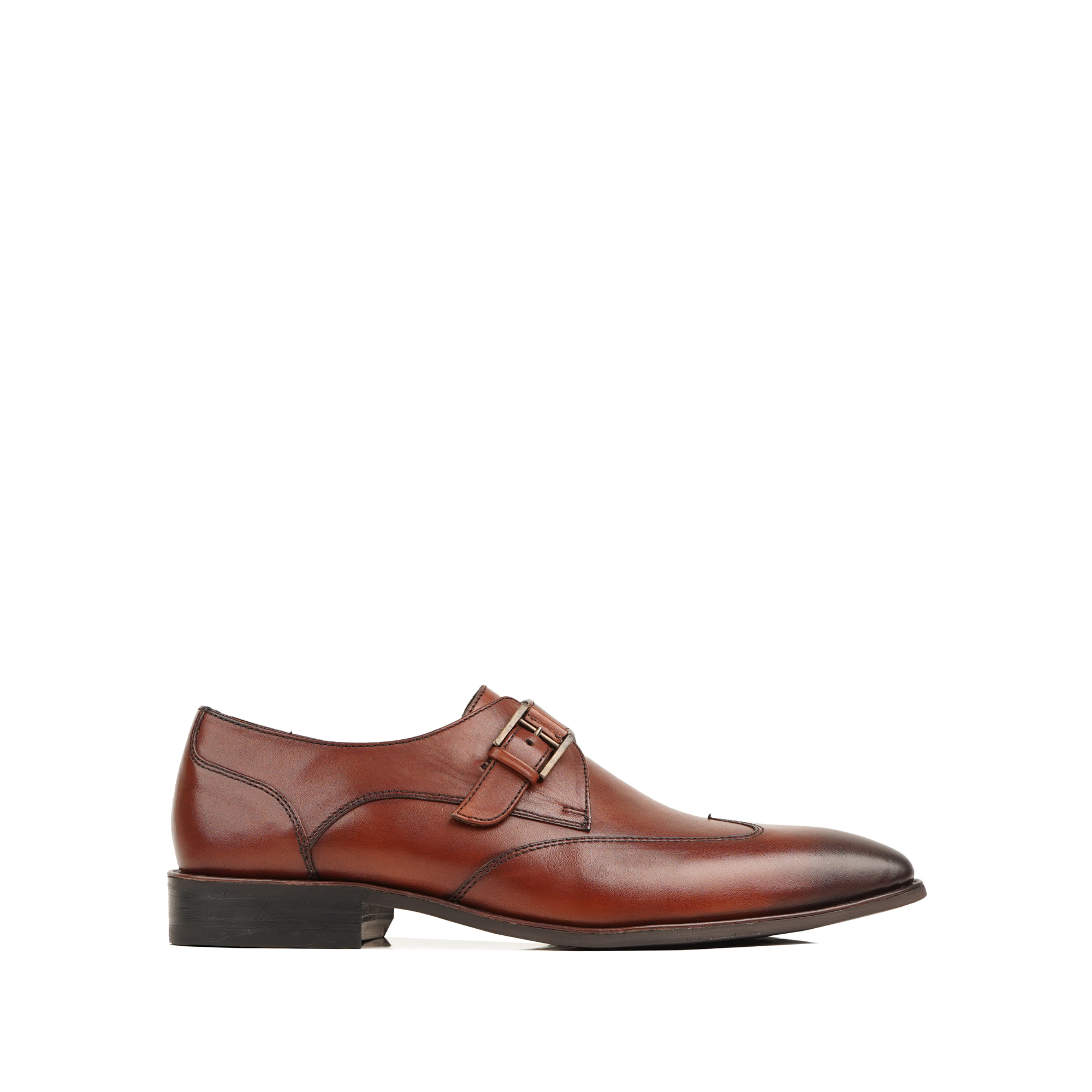 Pete - Men' Burgundy Brown Calf Leather Single Monkstrap