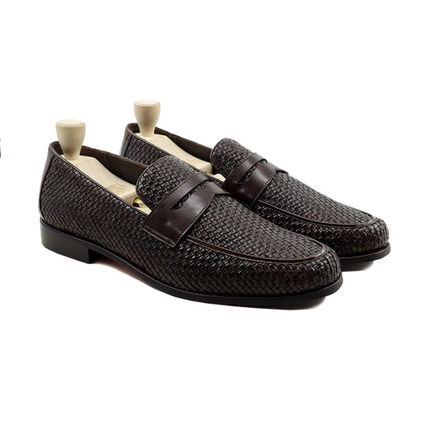 Rybnik - Men's Dark Brown Hand Woven Calf Leather Loafer