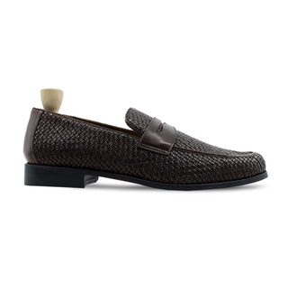 Rybnik - Men's Dark Brown Hand Woven Calf Leather Loafer