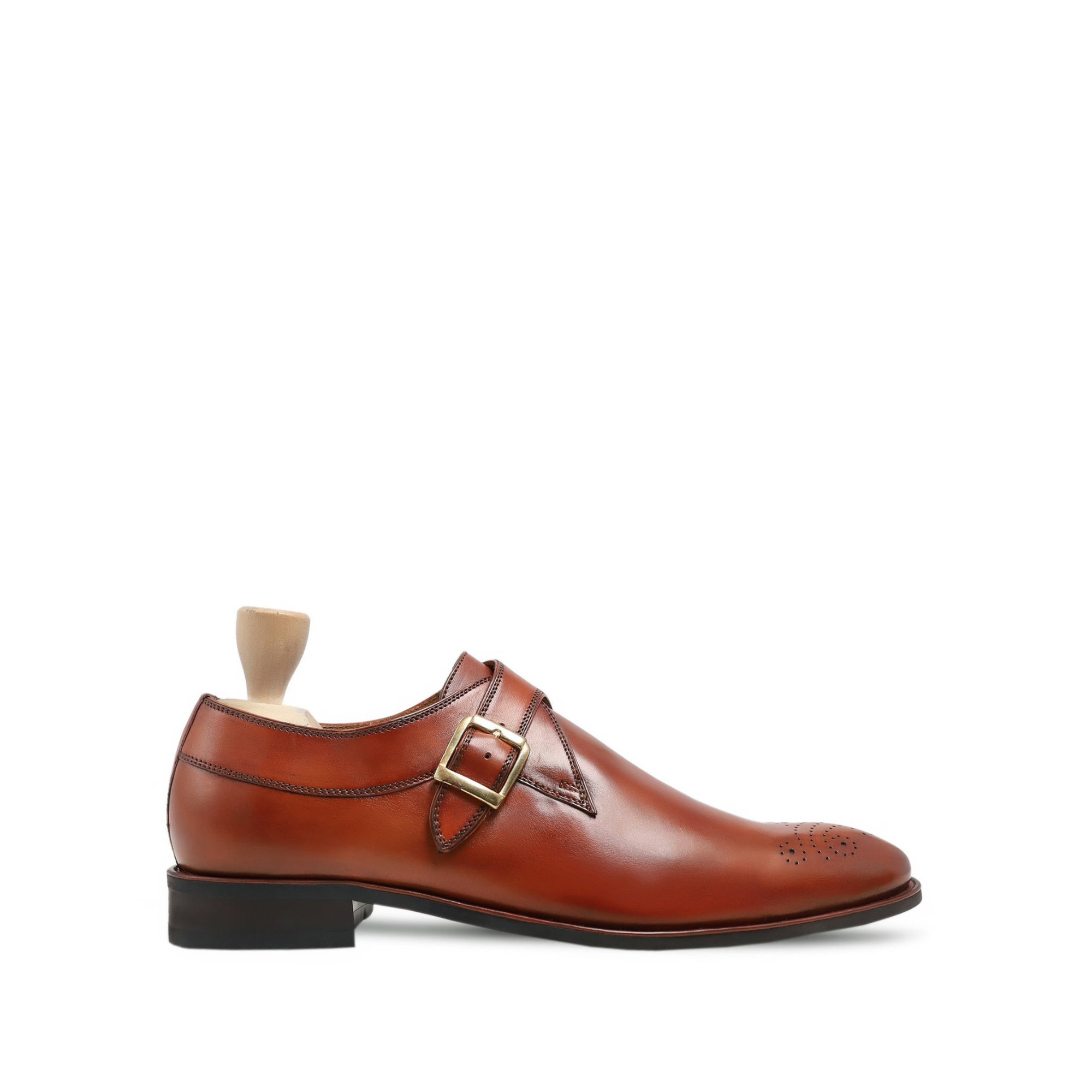 Raley Men's Tan Calf Leather Single Monkstrap