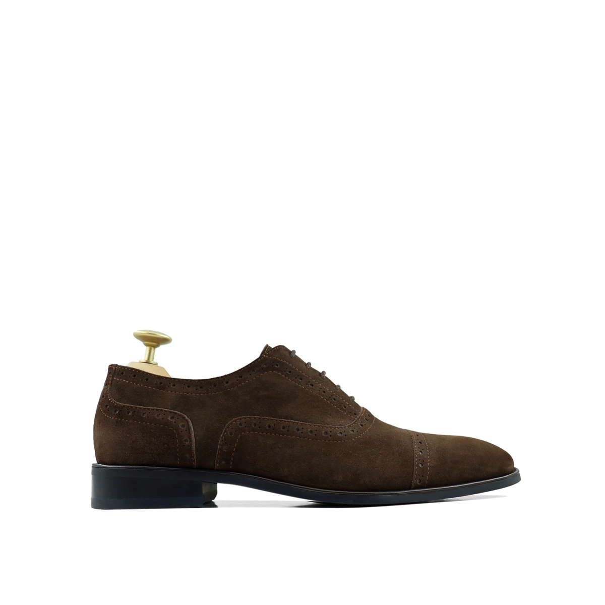 Rhodes - Men's Dark Brown Kid Suede Oxford Shoe
