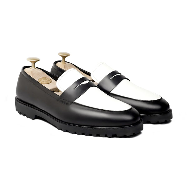 Ridge - Men's Black and White Calf Leather Loafer