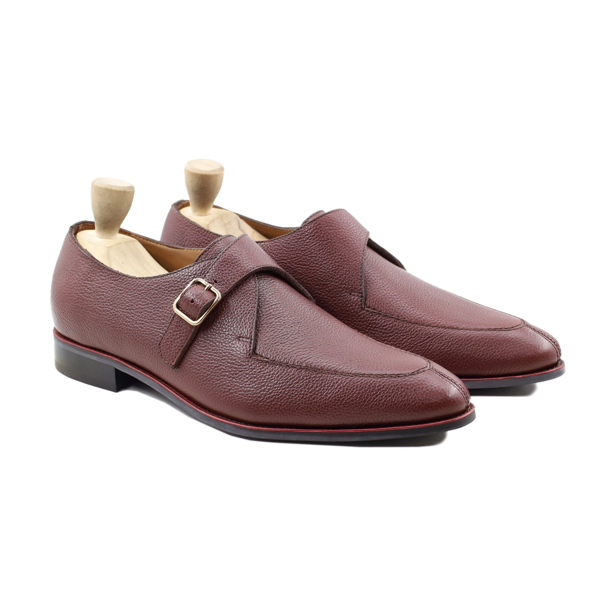 Selfoss - Men's Oxblood Pebble Grain Leather Single Monkstrap